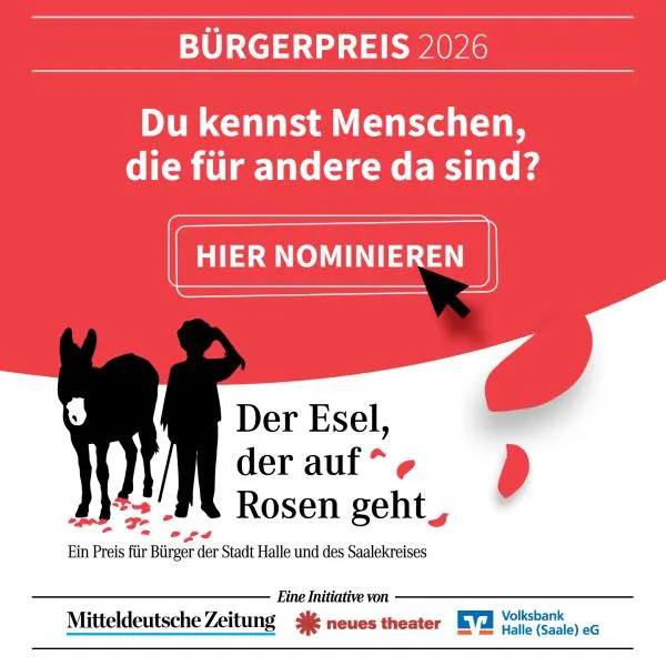 Banner zur Veranstaltung B&uuml;rgerpreis 2026 - Esel der auf Rosen geht
